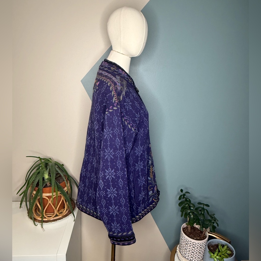 Icelandic Design Wool Blend Floral Tapestry Jacket M Nordic Embroidered Boho 03 - Picture 5 of 14
